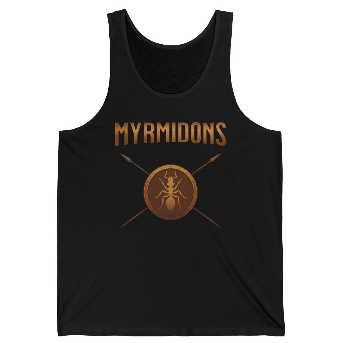 Black tank top with graphic design and text on a white background Myrmidons of Achilles Tank Top