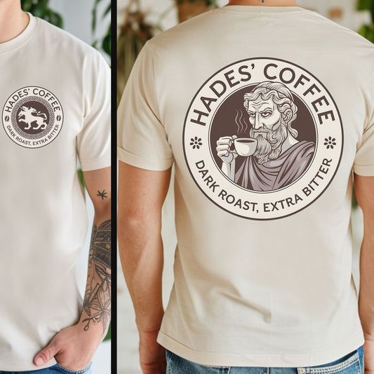 Hades Coffee - Funny Greek Mythology Double Sided T-Shirt