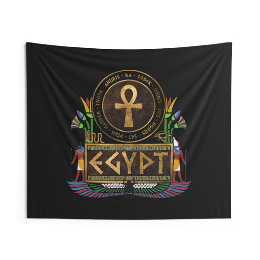 60" × 50" Ancient Egypt - Horus and Set Rival Gods of Egypt - Egyptian Gods Ankh  Indoor Wall Tapestry 60" x 50"