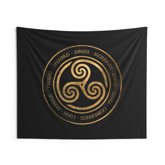 60" × 50" Celtic Gods Ancient Celtic Gods and Goddesses Triskelion Symbol Indoor Wall Tapestry 60" x 50"