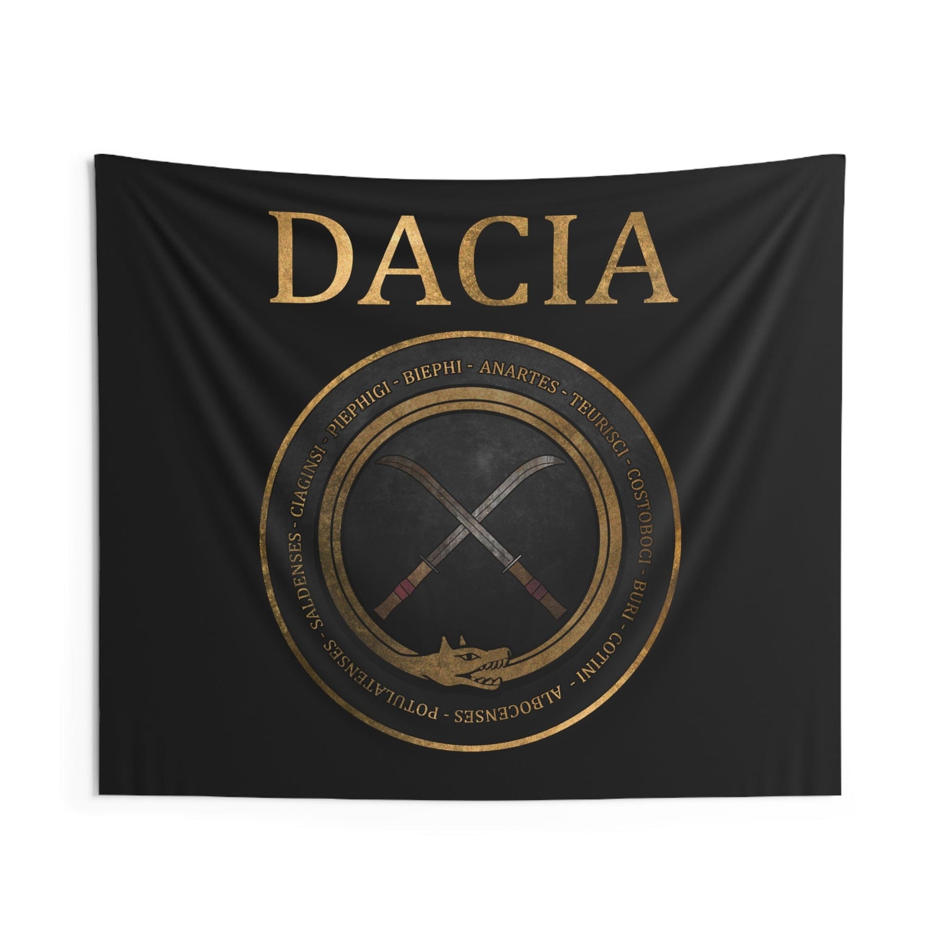 60" × 50" Dacia - Ancient Dacian Tribes - Draco and Falx Symbol Indoor Wall Tapestry 60" x 50"