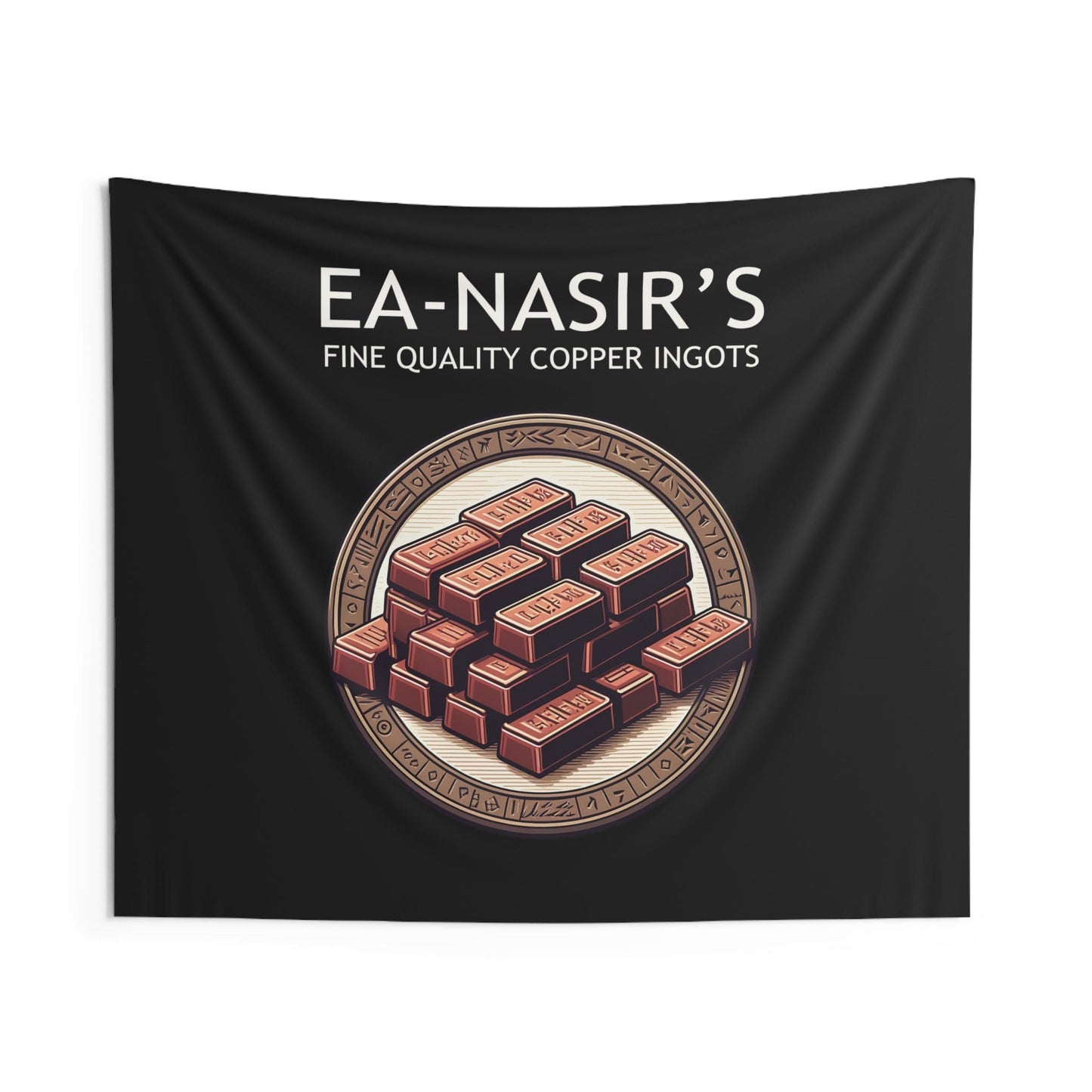 60" × 50" Ea Nasir's Fine Quality Copper Ingots - Funny Bronze Age History Meme Indoor Wall Tapestry 60" x 50"