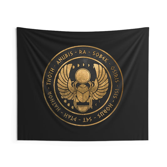 60" × 50" Egyptian Gods - Ancient Gods and Goddesses of Egypt - Khepri Beetle Symbol Indoor Wall Tapestry 60" x 50"