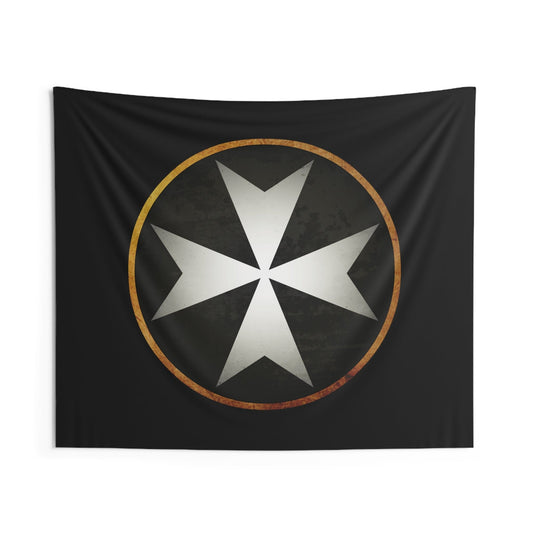 60" × 50" Knights Hospitaller Heraldry - Hospitaller Cross Indoor Wall Tapestry 60" x 50"