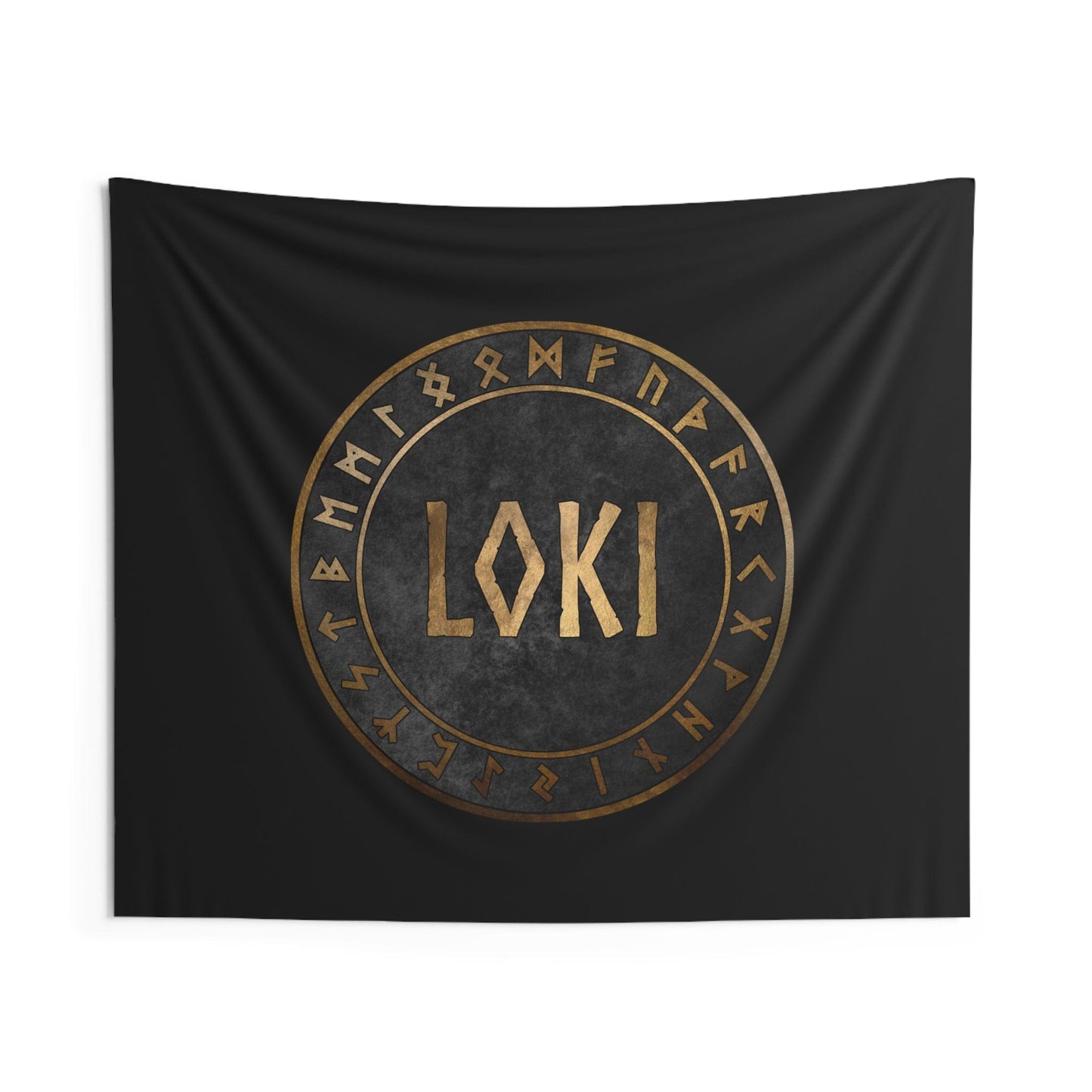 60" × 50" Loki Norse God with Futhark Runes Indoor Wall Tapestry 60" x 50"