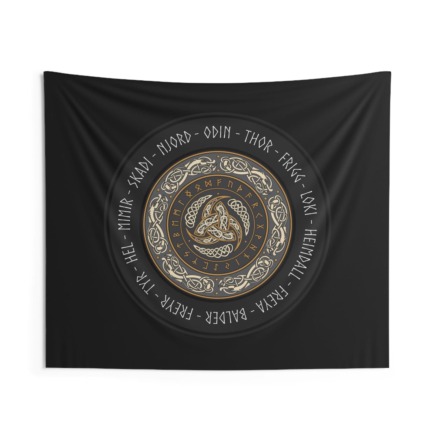 60" × 50" Norse Gods - Viking Gods and Goddesses -  Horns of Odin Symbol Indoor Wall Tapestry 60" x 50"