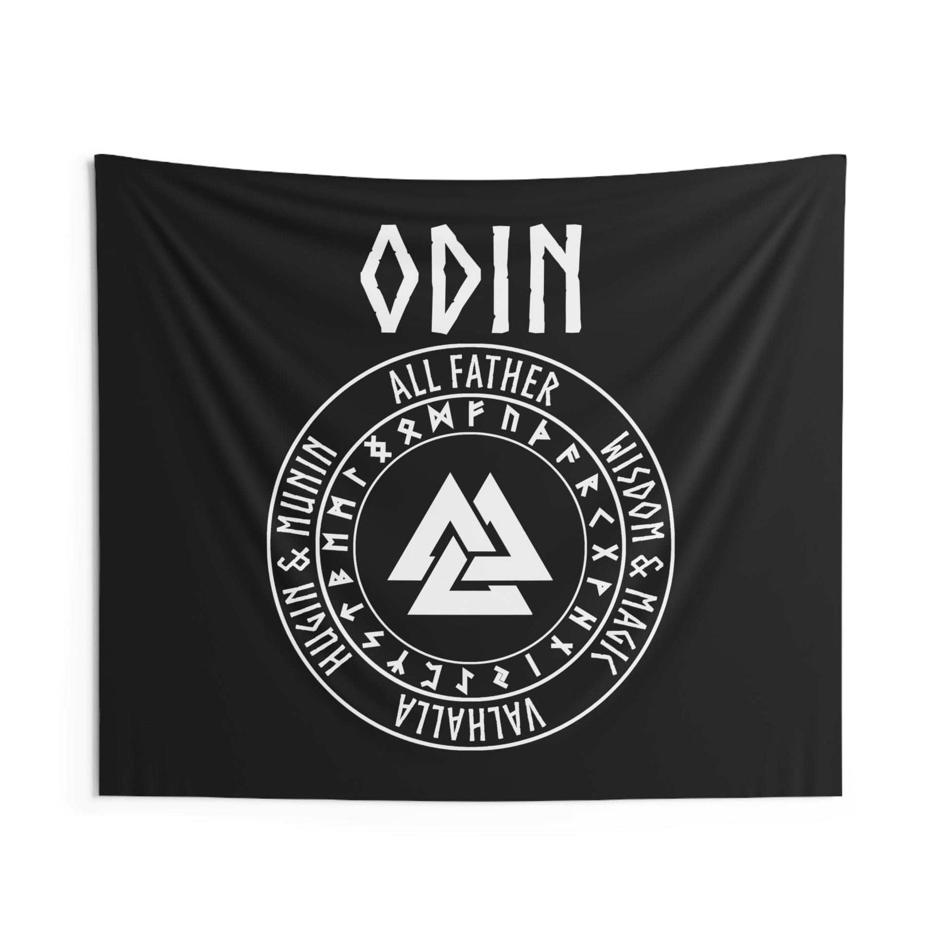 60" × 50" Odin Aesir Viking God Valknut with Runes Indoor Wall Tapestry 60" x 50"