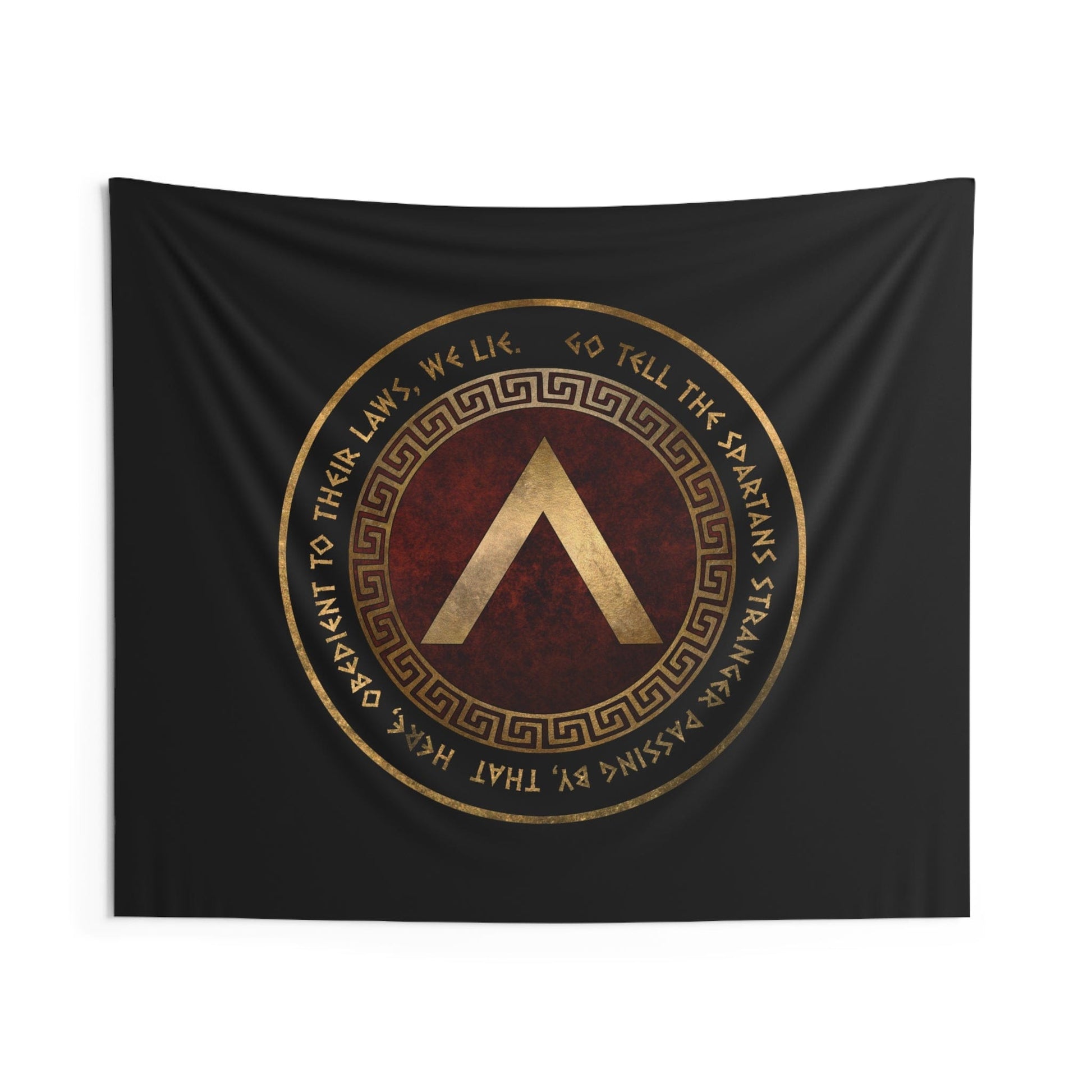 60" × 50" Sparta Battle of Thermopylae Epitaph Ancient History Spartan Lambda Symbol Indoor Wall Tapestry 60" x 50"