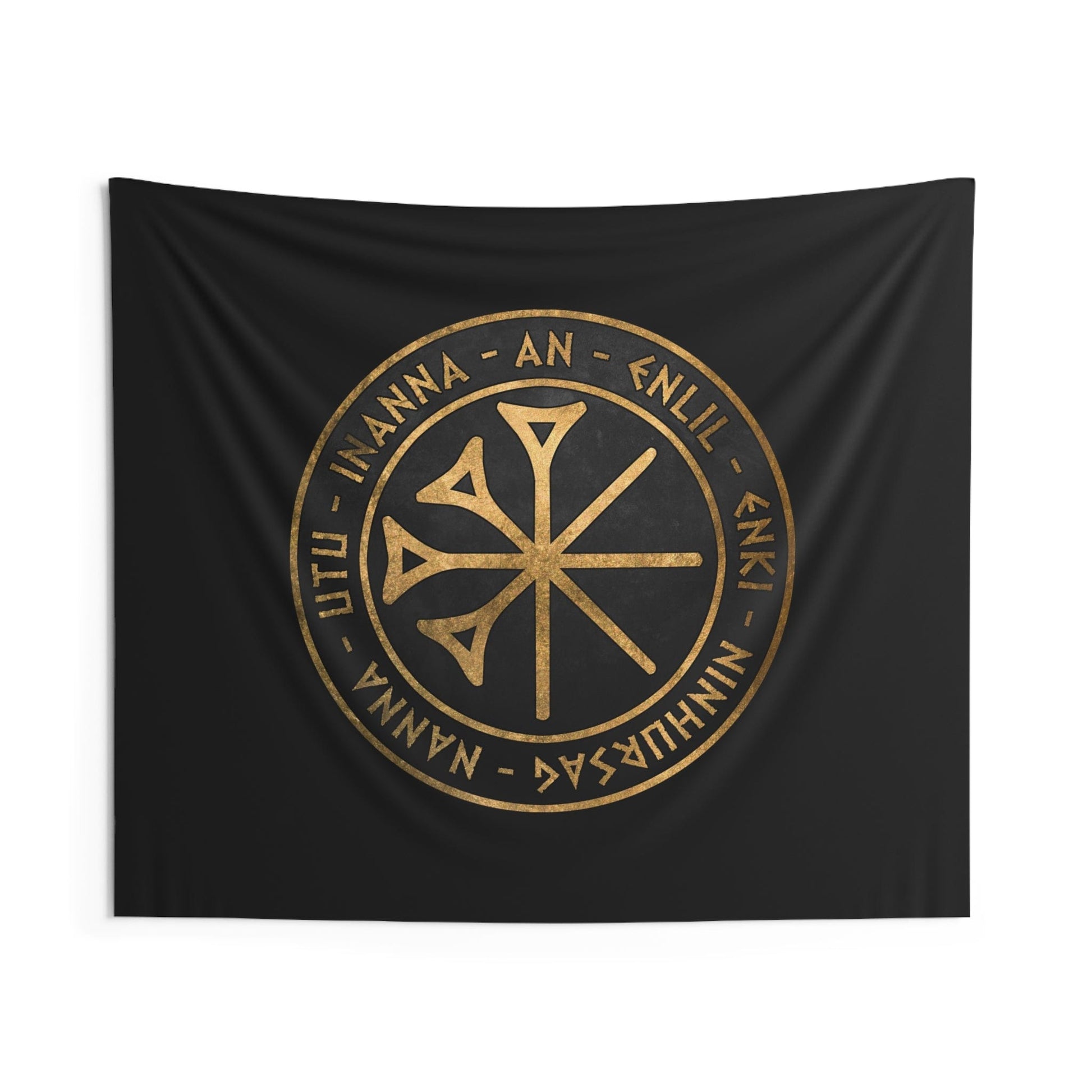 60" × 50" Sumer Ancient Gods and Goddess - Seven Gods Who Decree Symbol - Indoor Wall Tapestry 60" x 50"