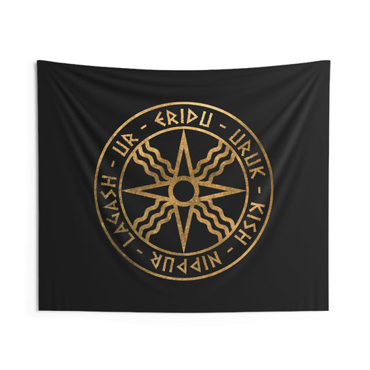 60" × 50" Sumer Ancient Mesopotamian Cities God Utu Symbol Indoor Wall Tapestry 60" x 50"