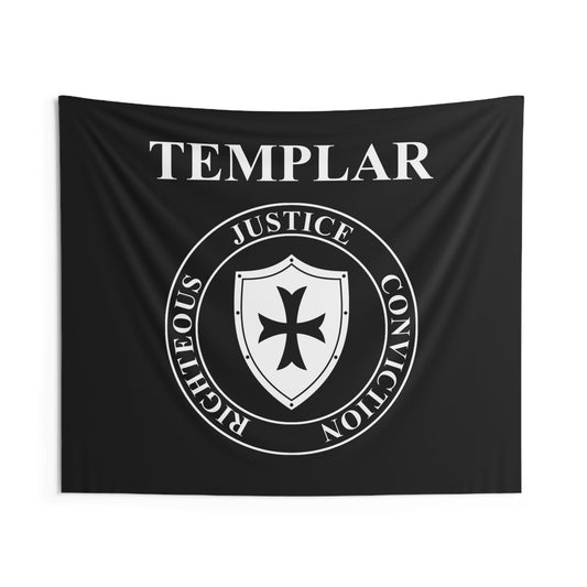 60" × 50" Templar Virtues of the Knights Templar Shield Indoor Wall Tapestry 60" x 50"