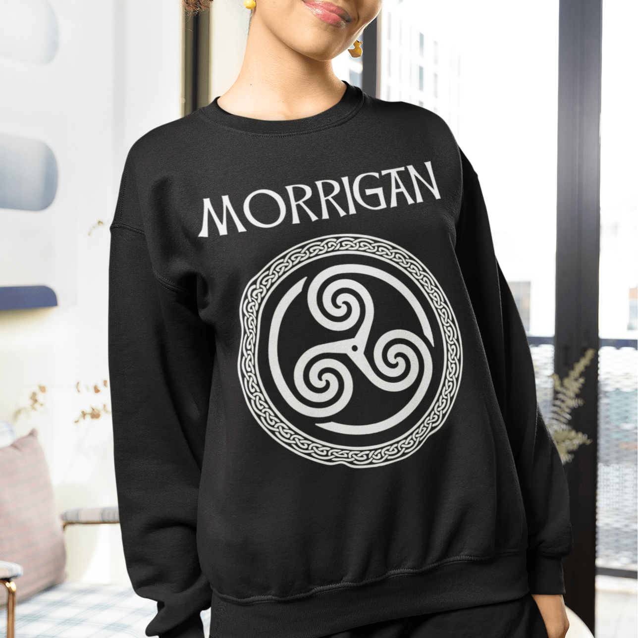 S / Black Morrigan Celtic Goddess Sweatshirt