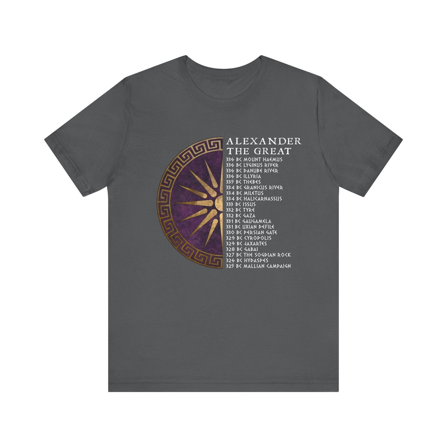 Asphalt / S Alexander the Great Battles - Ancient Macedon T-Shirt