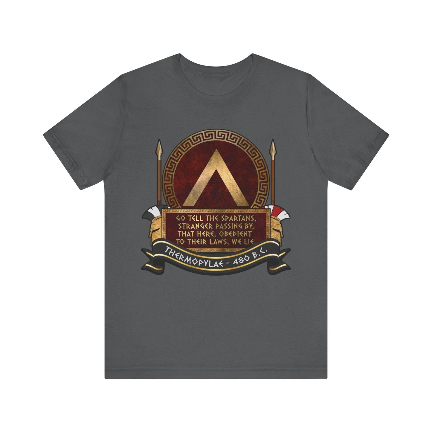 Asphalt / S Battle of Thermopylae Spartan Epitaph T-Shirt