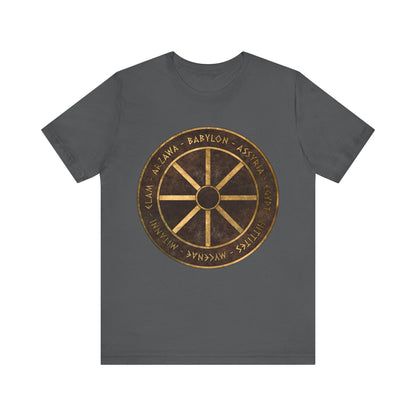 Asphalt / S Bronze Age Powers Ancient Civilizations Chariot Wheel Symbol T-Shirt