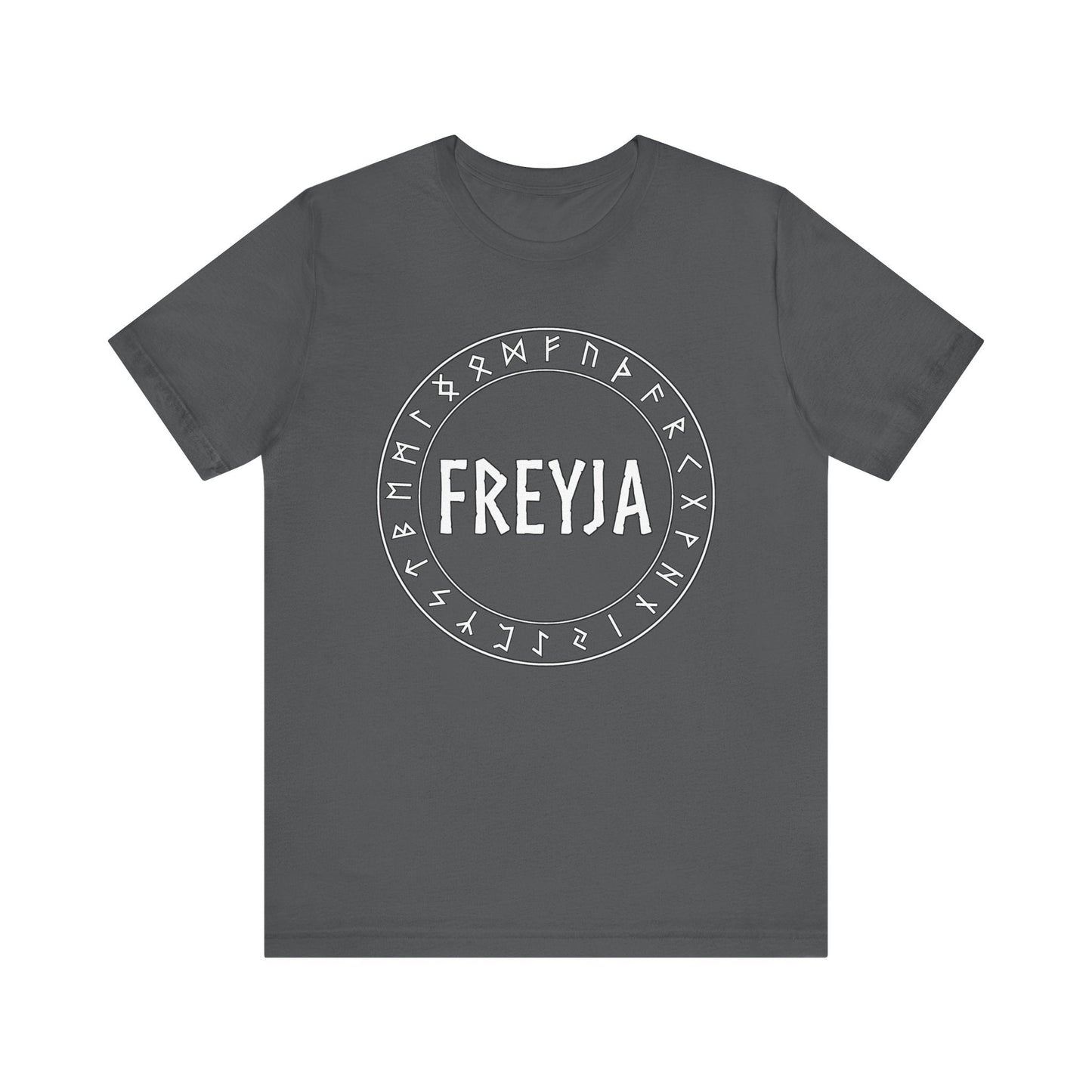 Asphalt / S Freyja Norse Goddess with Futhark Runes T-shirt