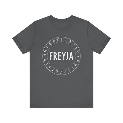 Asphalt / S Freyja Norse Goddess with Futhark Runes T-shirt