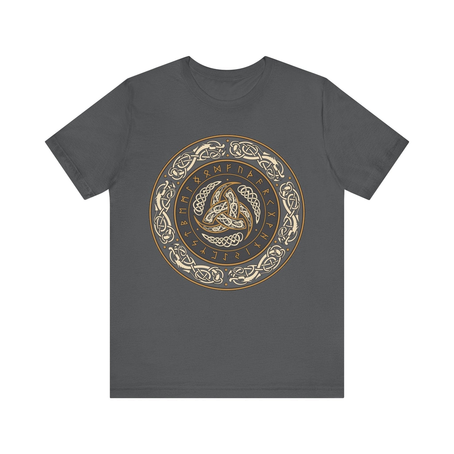 Asphalt / S Horns of Odin Triskelion with Runes T-shirt