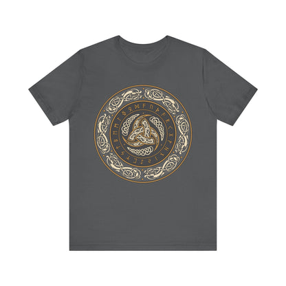 Asphalt / S Horns of Odin Triskelion with Runes T-shirt