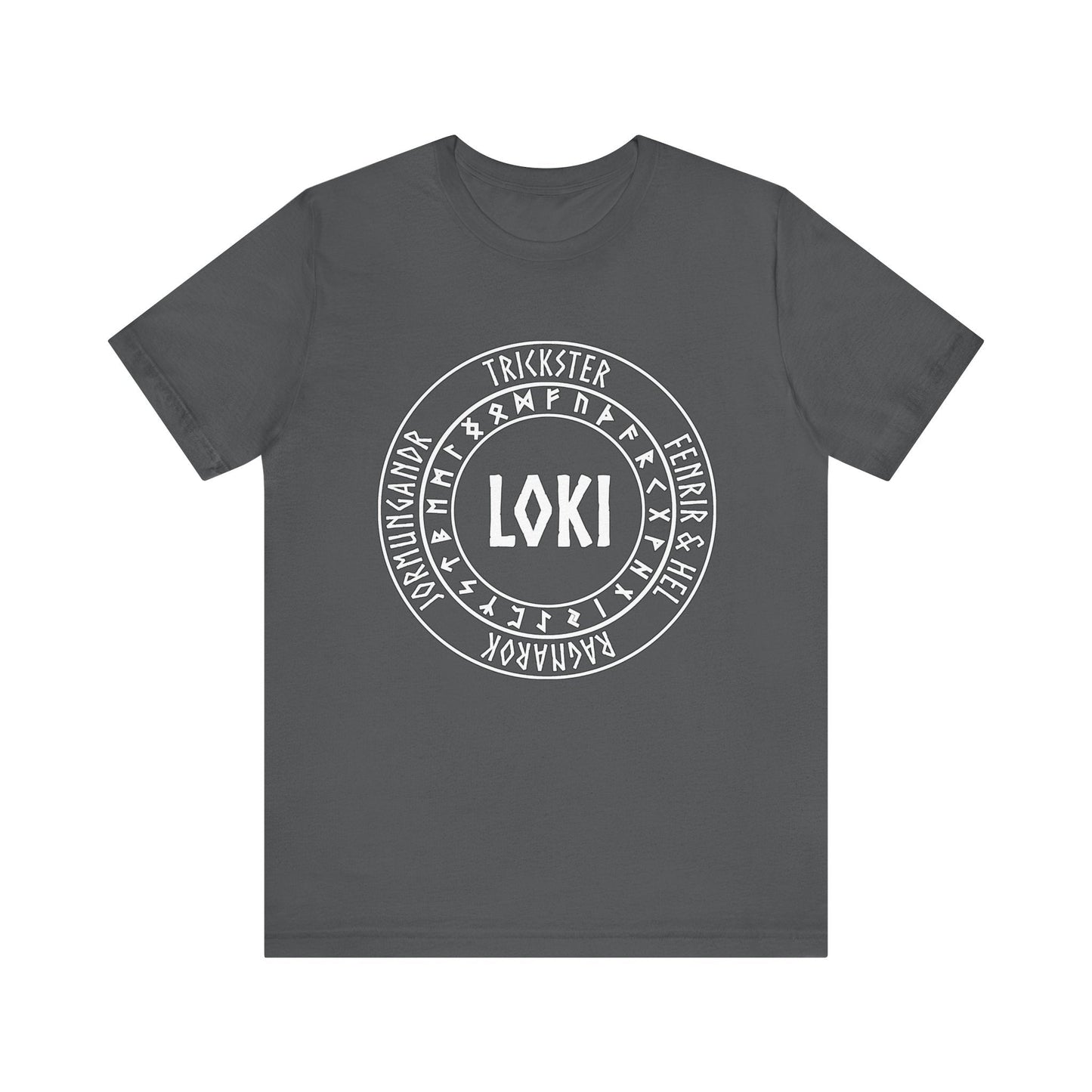 Asphalt / S Loki Norse God with Futhark Runes T-shirt