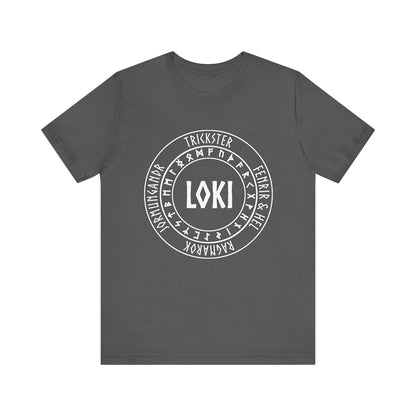 Asphalt / S Loki Norse God with Futhark Runes T-shirt