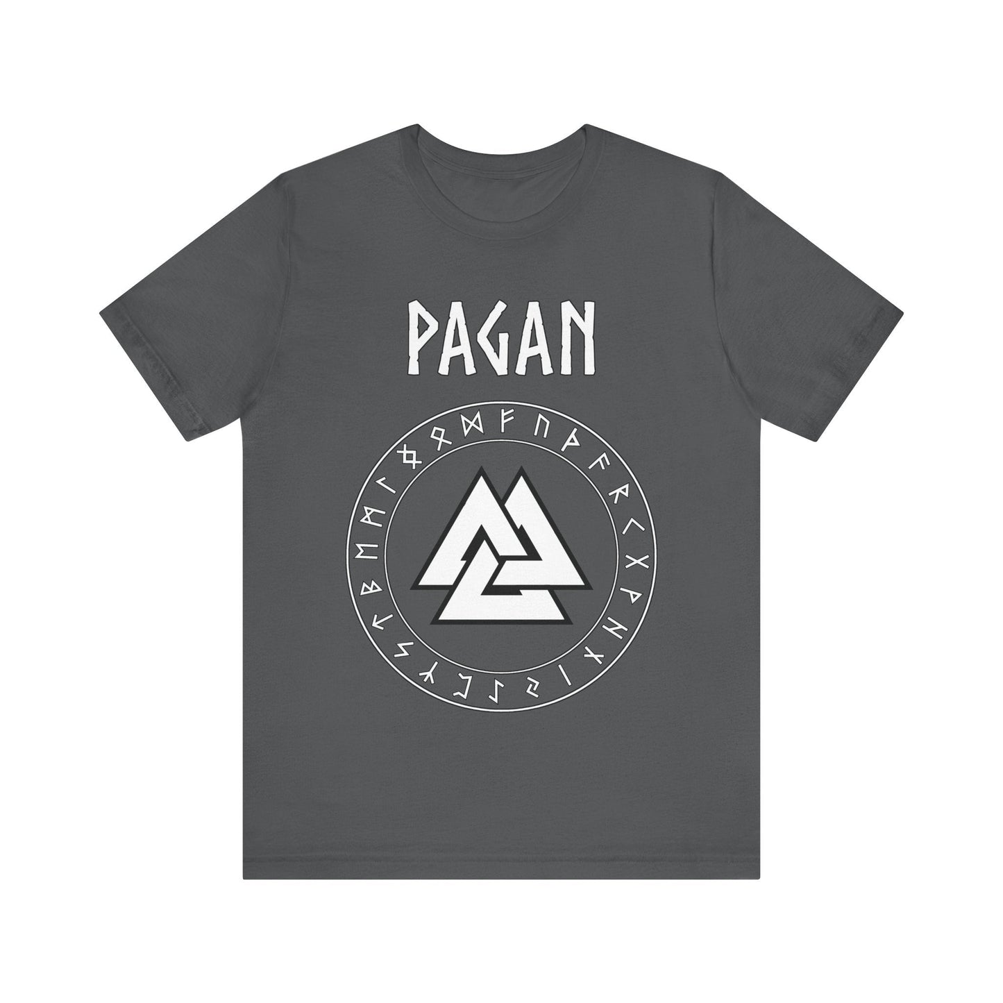Asphalt / S Pagan Norse Paganism Valknut with Runes T-Shirt