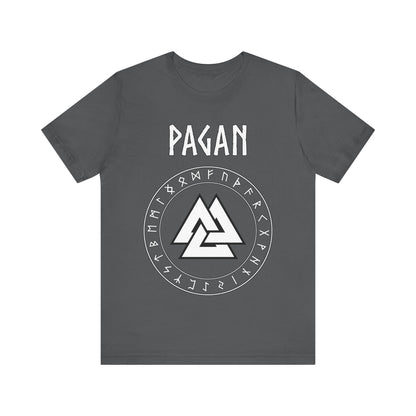 Asphalt / S Pagan Norse Paganism Valknut with Runes T-Shirt