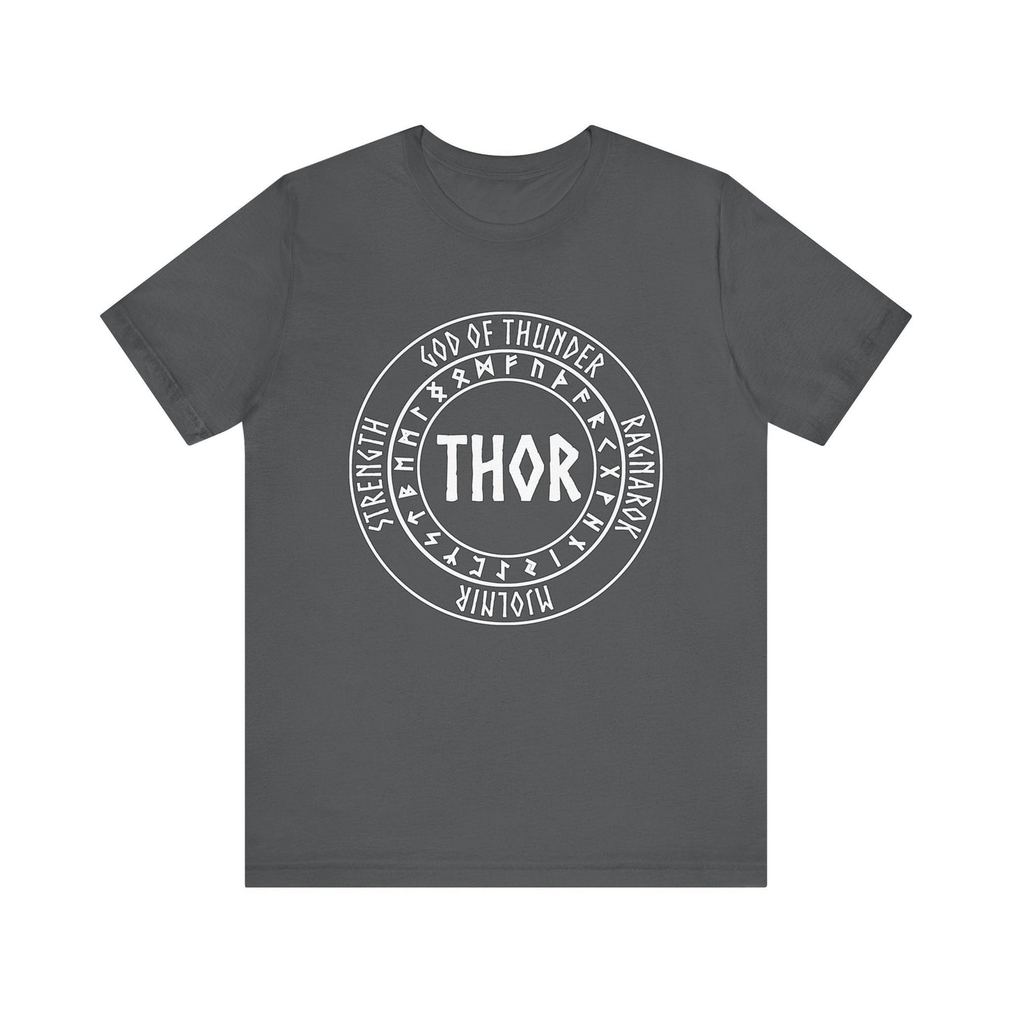 Asphalt / S Thor Norse God with Futhark Runes T-shirt