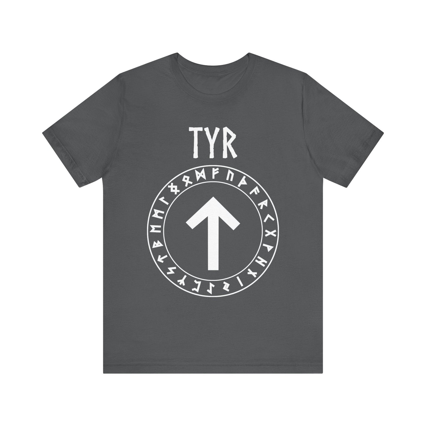 Asphalt / S Tyr Norse God Tiwaz Rune with Futhark Runes T-shirt