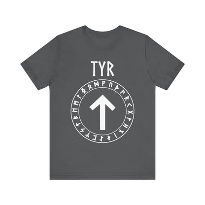 Asphalt / S Tyr Norse God Tiwaz Rune with Futhark Runes T-shirt