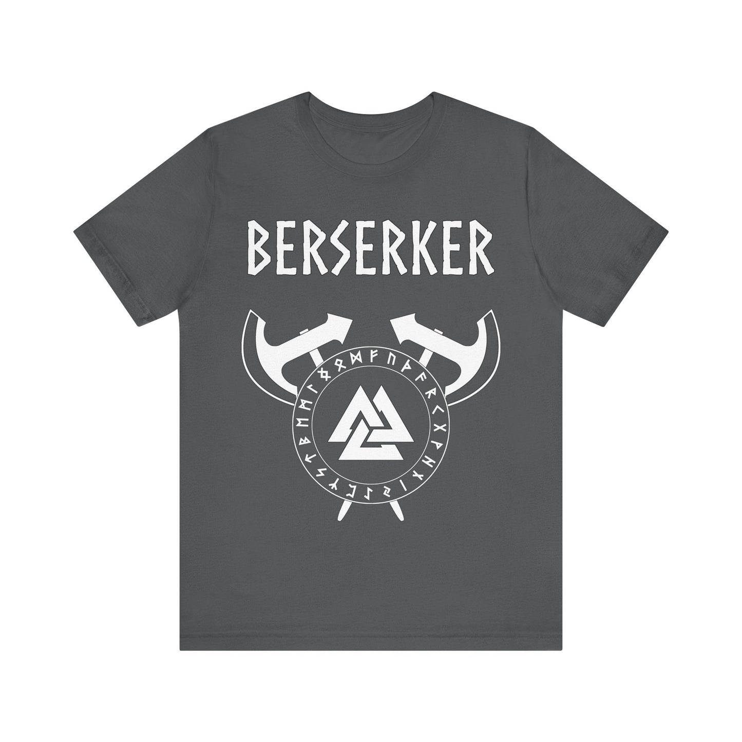 Asphalt / S Viking Berserker - Axes with Norse Runes - Viking Valknut T-shirt