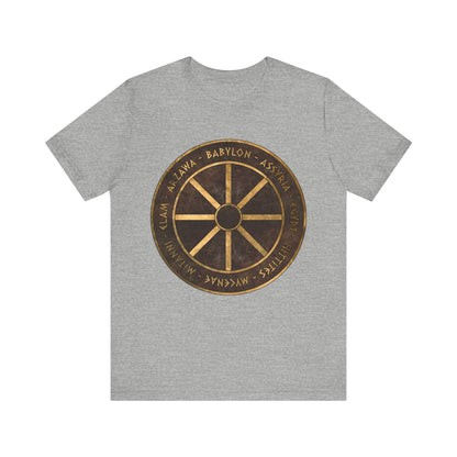 Athletic Heather / S Bronze Age Powers Ancient Civilizations Chariot Wheel Symbol T-Shirt