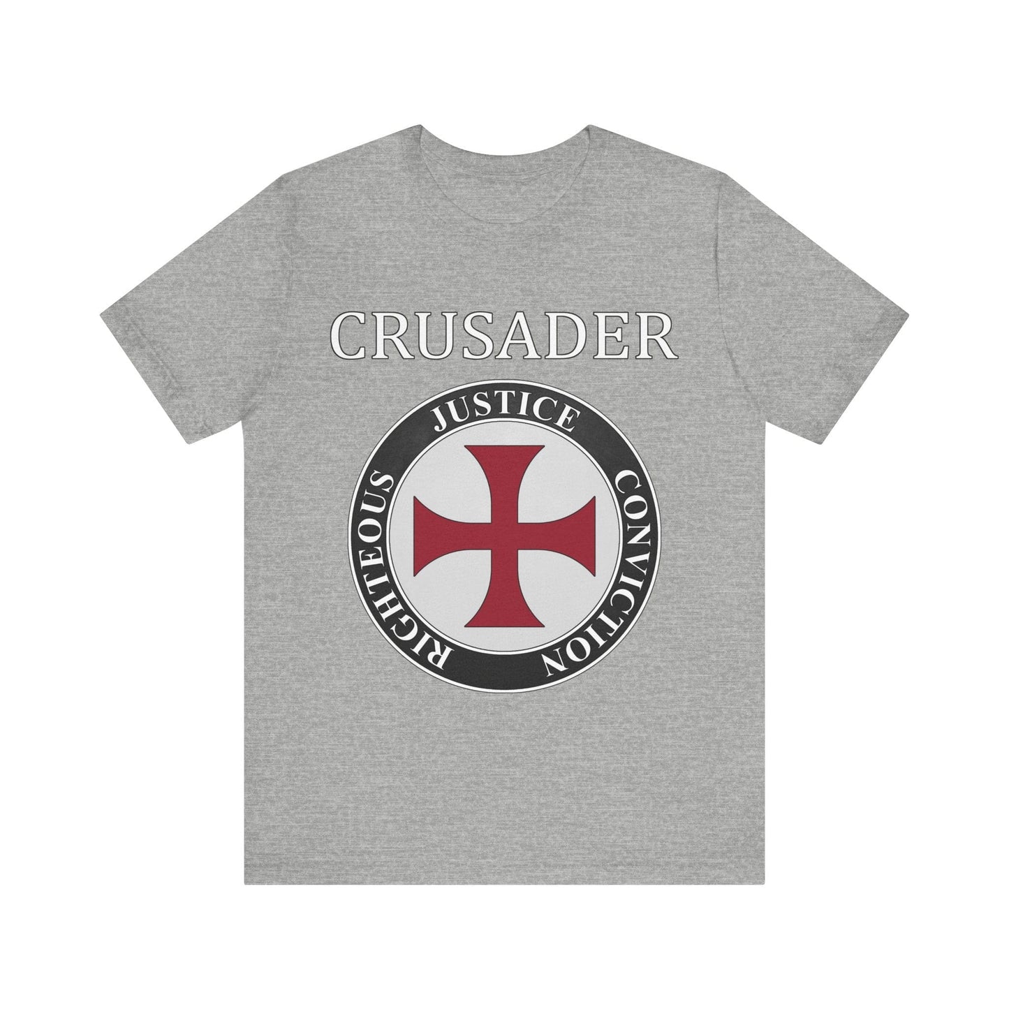 Athletic Heather / S Crusader Symbol - Medieval Knight Shield Virtues T-shirt