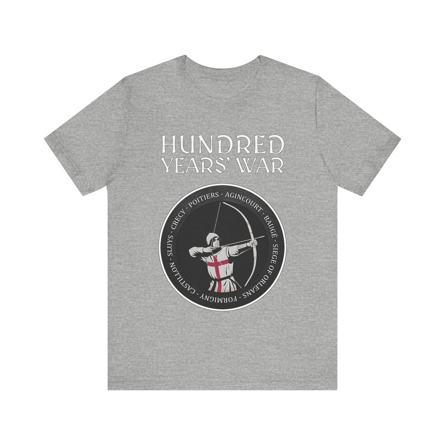 Athletic Heather / S Hundred Years' War Battles Longbowman T-Shirt