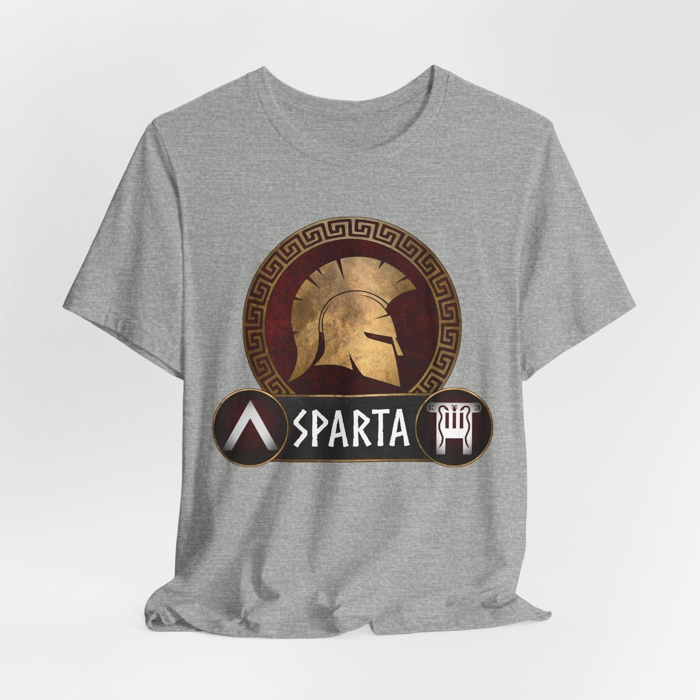 Athletic Heather / S Sparta - Spartan Helmet and Shields T-Shirt
