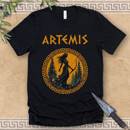 Black / 2XL Artemis Ancient Greek Goddess T-shirt