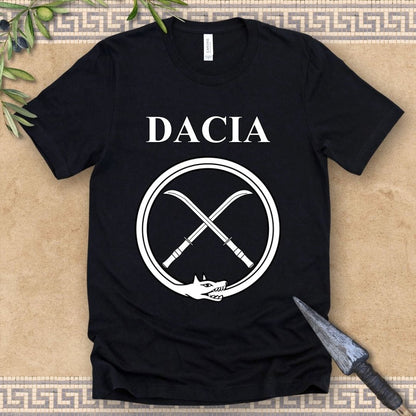Black / 2XL Dacia Ancient Dacian Draco and Falx Symbol T-Shirt