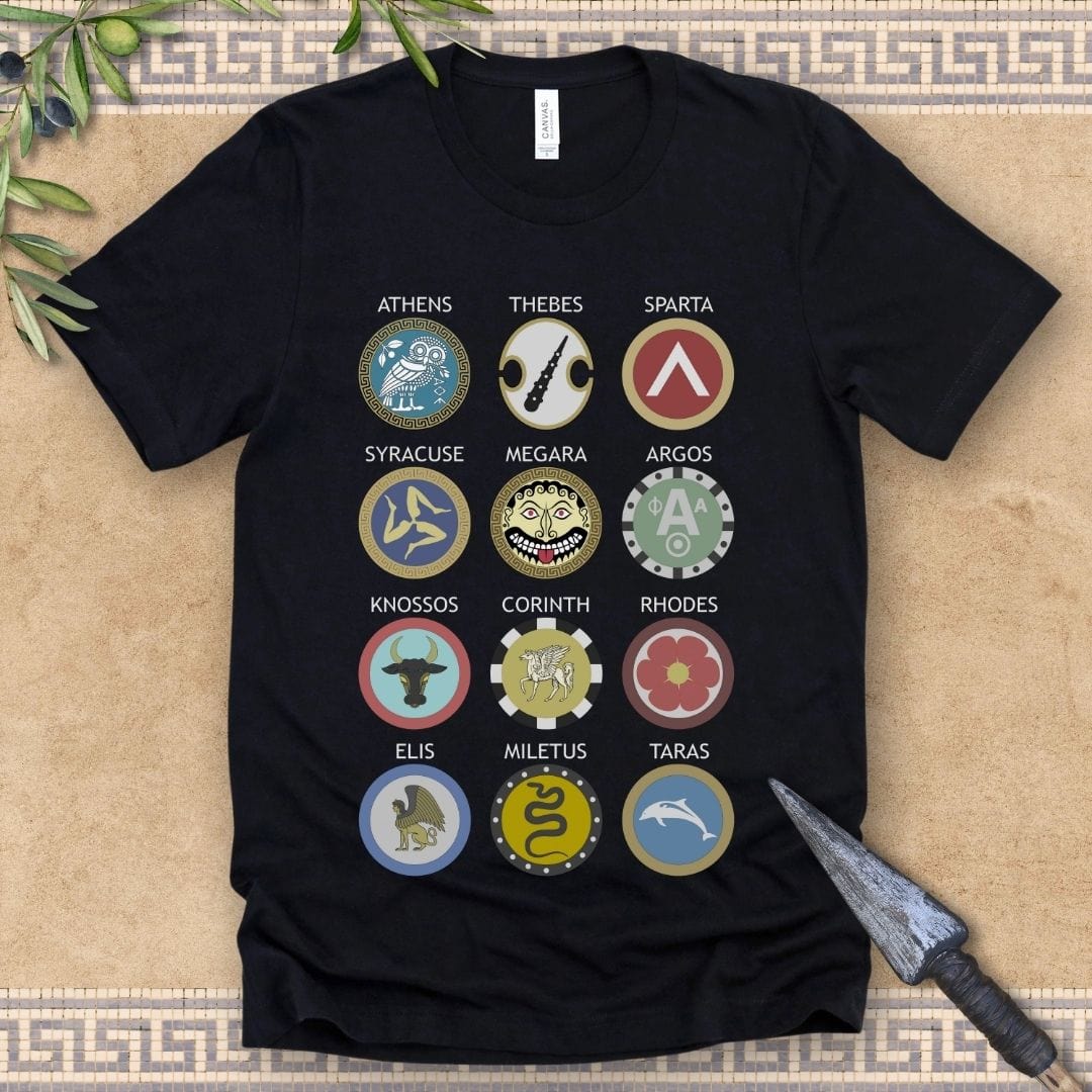 Black / 2XL Greek Hoplite Shields T-Shirt