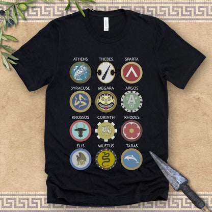 Black / 2XL Greek Hoplite Shields T-Shirt