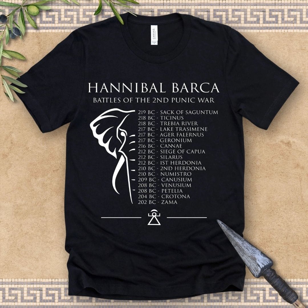 Black / 2XL Hannibal Barca Battles of the 2nd Punic War T-shirt