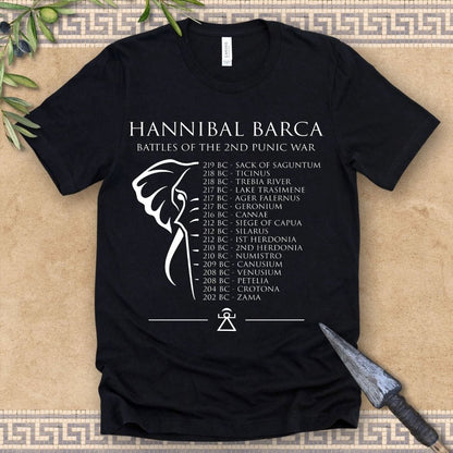 Black / 2XL Hannibal Barca Battles of the 2nd Punic War T-shirt