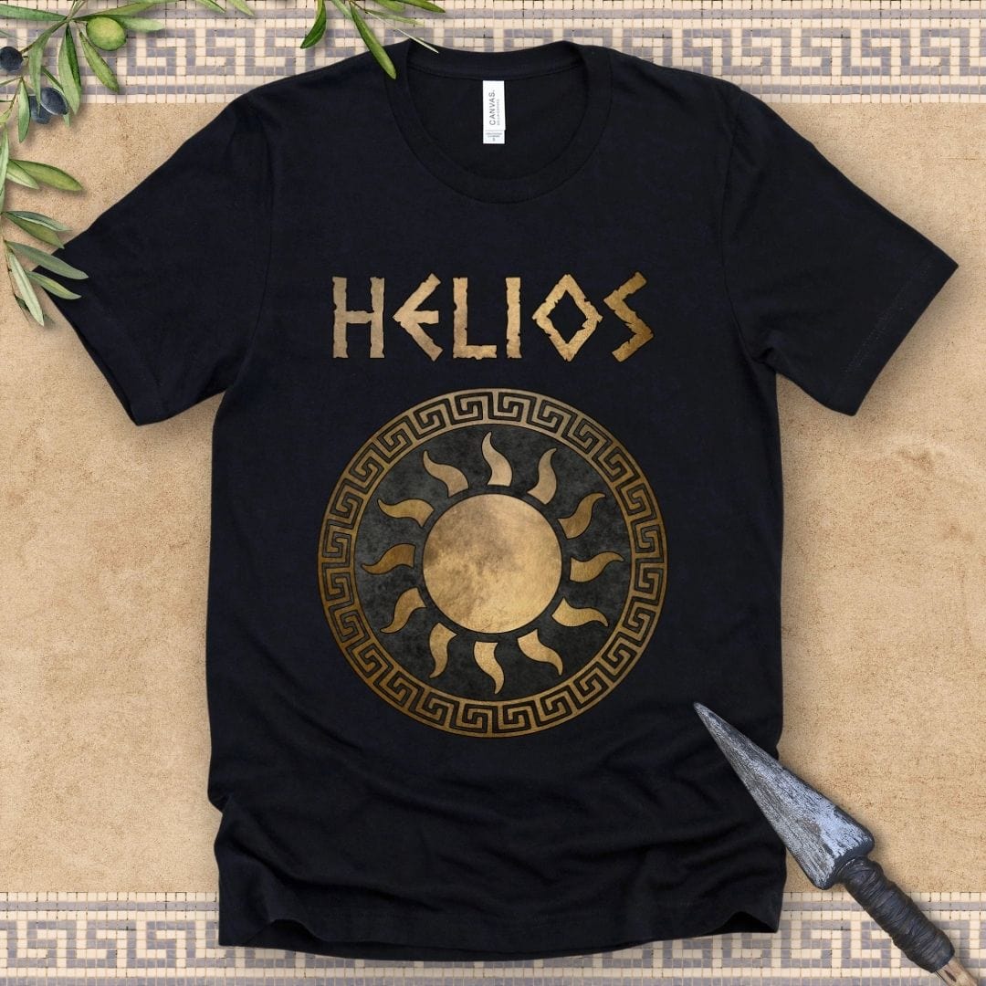 Black / 2XL Helios Greek God of the Sun Symbol T-Shirt