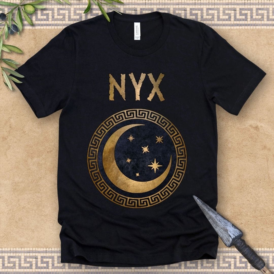 Black / 2XL Nyx Greek Goddess of Night Ancient Symbol T-shirt