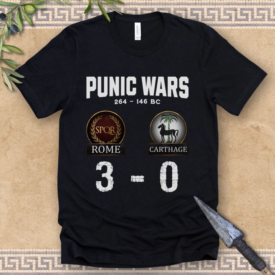 Black / 2XL Punic Wars - Rome vs Carthage - 3 to 0 Final Score  - Funny History T-shirt