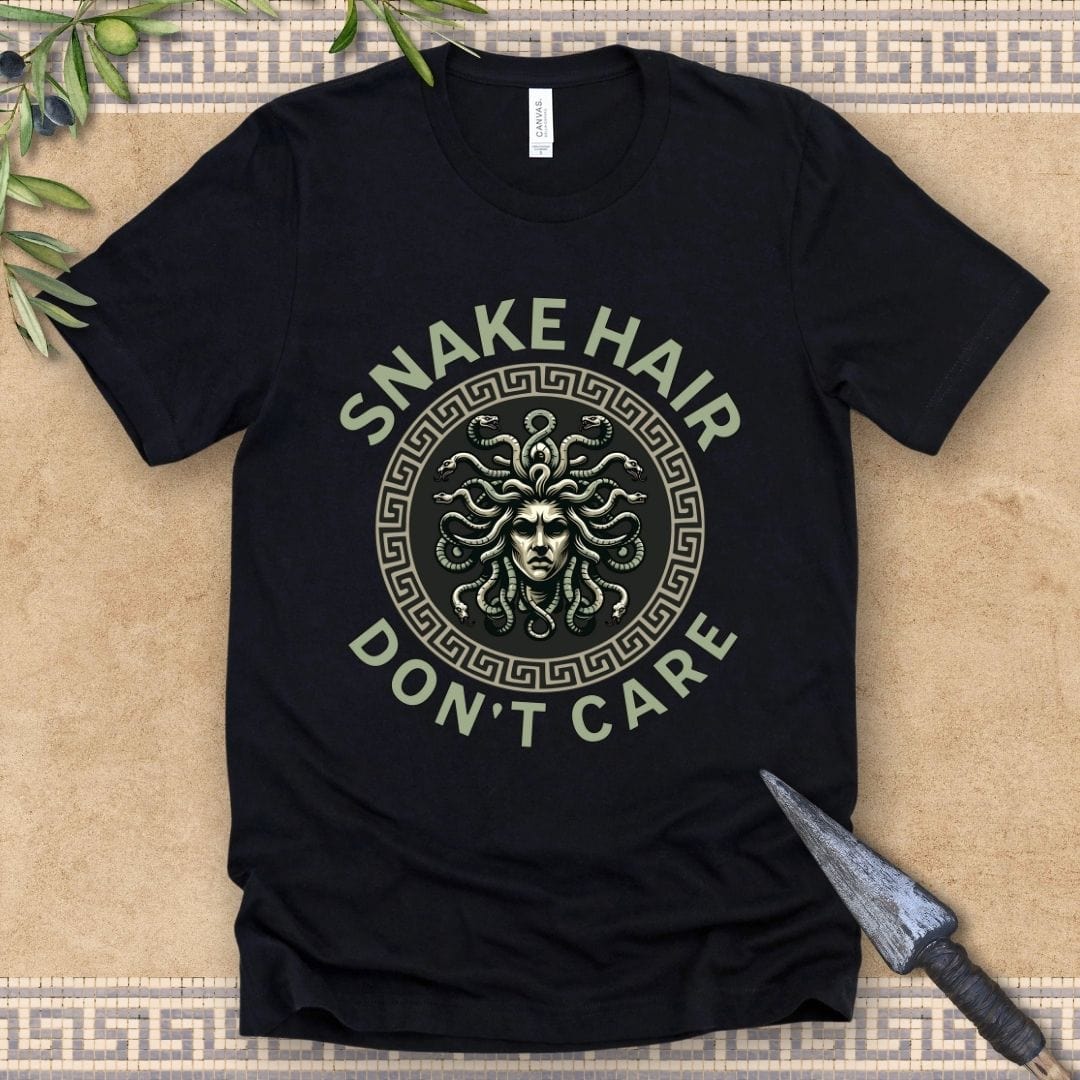 Black / 2XL Snake Hair Don't Care Medusa T-Shirt