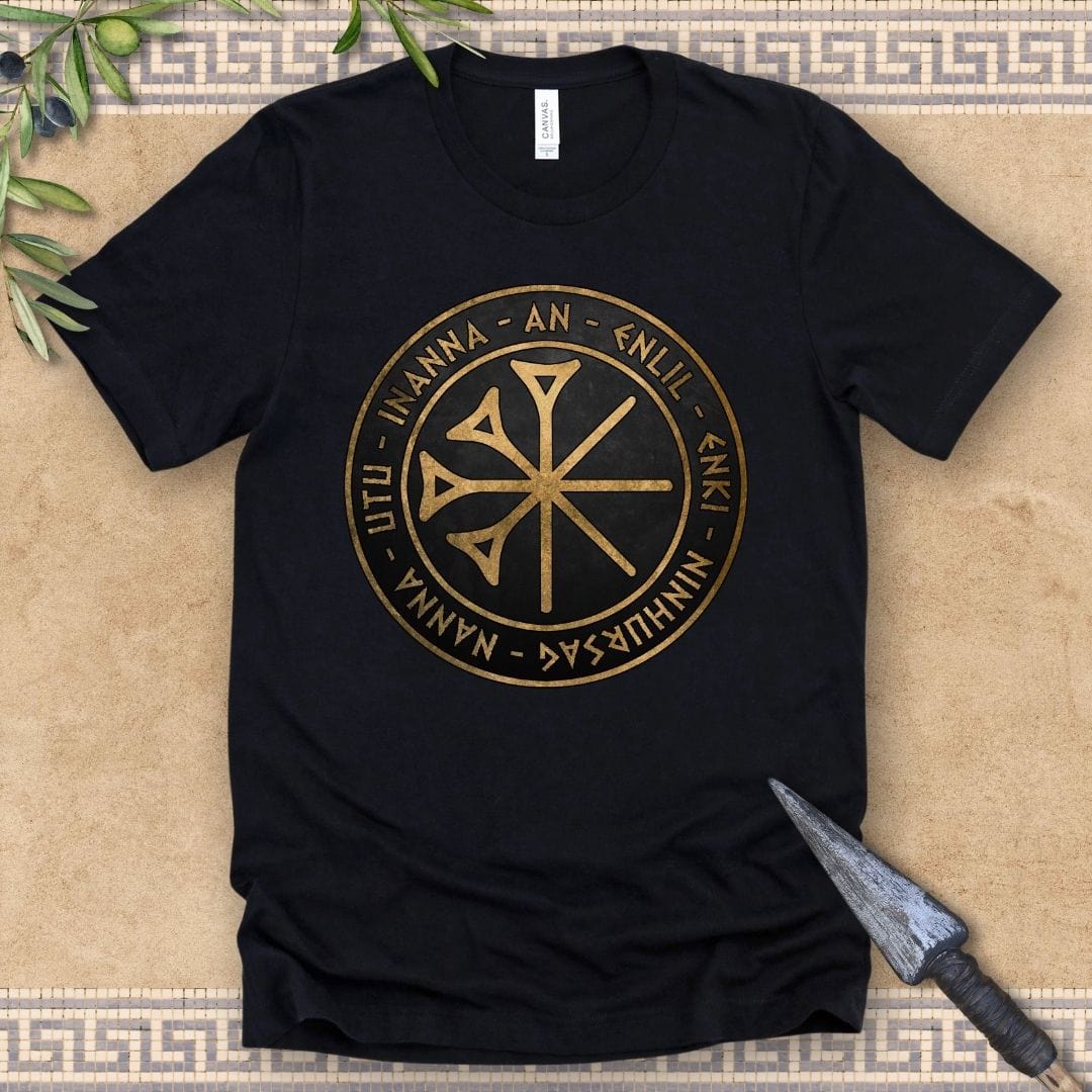 Black / 2XL Sumer Ancient Gods and Goddess - Seven Gods Who Decree T-shirt