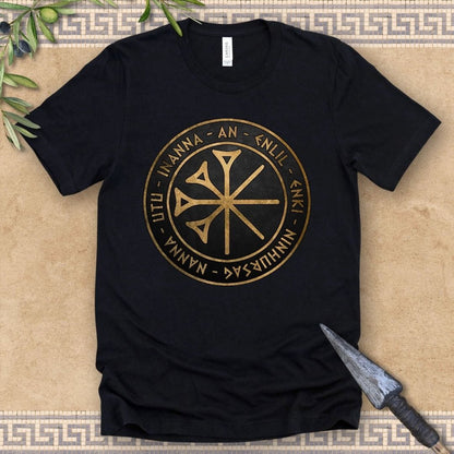 Black / 2XL Sumer Ancient Gods and Goddess - Seven Gods Who Decree T-shirt