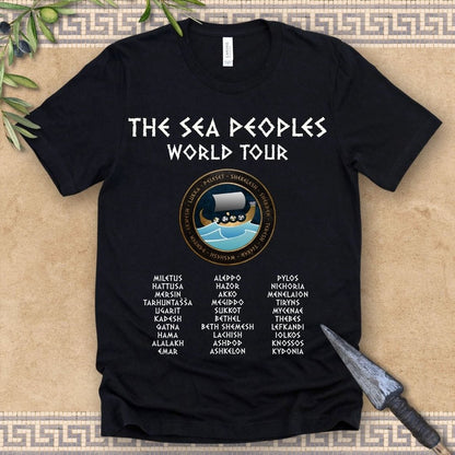 Black / 2XL The Sea Peoples World Tour - Bronze Age History Meme - Funny History T-shirt