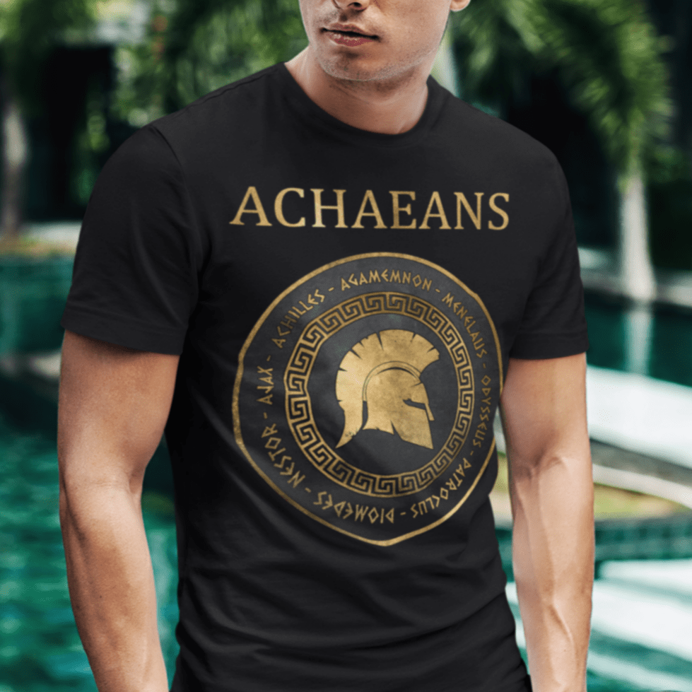 Black / S Achaeans Greek Heroes of the Trojan War T-shirt