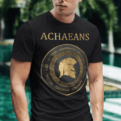 Black / S Achaeans Greek Heroes of the Trojan War T-shirt